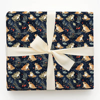 Botanical Nature Holiday Gift Wrap, Watercolor Frog Wrapping Paper, Christmas Frog Wrapping Paper, Winter Holly Berry Floral Wrapping Paper