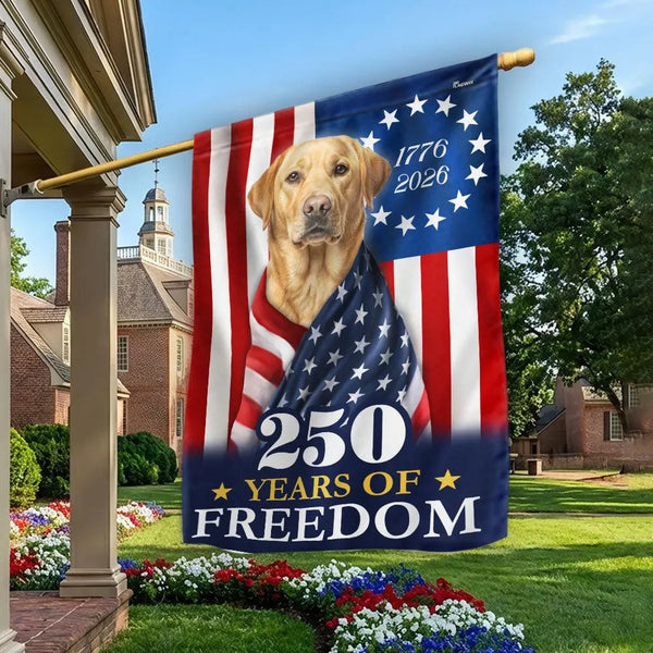 Patriotic Labrador Garden Flag | 250 Years of Freedom Anniversary 1776-2026 | Double-Sided American Flag Dog Decor | Gift for Lab Lovers