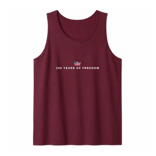 250 Years of Freedom Tank Top | American Flag USA Map Minimalist Graphic | Soft Breathable Stretch Fit | Patriotic 4th of July Gift for America Lovers