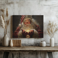Magical Christmas Glowing Canvas, Santa Claus Canvas Wall Art, Holiday Decor Wall Art, Festive Christmas Home Decor