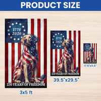 Patriotic Labrador Garden Flag | 250 Years of Freedom 1776-2026 | Double-Sided Weather-Resistant Polyester | Dog Lover American Pride Decor
