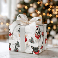 Adorable Frenchie Winter Gift Wrap, French Bulldog Christmas Wrapping Paper, French Bulldog Holiday Present Paper, Dog Lover Xmas Wrapping Paper