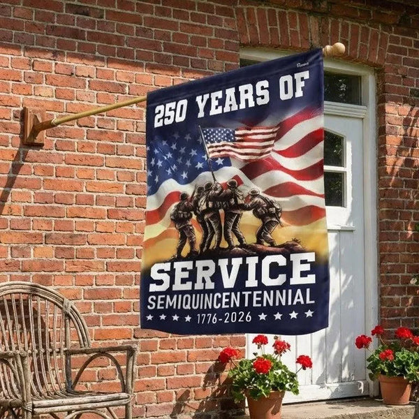 250 Years of Service Garden Flag | Semiquincentennial Veterans Day Decor | Double-Sided Polyester | Patriotic Military Gift 1776-2026
