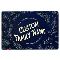 Custom Family Name Xmas Door Mat, Personalized Merry Christmas Doormat, Festive Holiday Welcome Rug, Winter Front Porch Decor Present