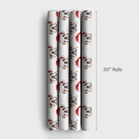 Santa Hat Dog Gift Wrap, English Bulldog Christmas Wrapping Paper, Adorable Puppy Present Wrap, Holiday Dog Lover Wrapping Paper, Xmas Gift Wrap