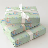 Watercolor Puppy Christmas Gift Wrap, Golden Retriever Sleigh Wrapping Paper, Holiday Dog Sleigh Wrapping Paper, Adorable Pet Present Packaging
