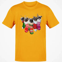 Humorous Xmas Pug Dog Shirt, Pug Christmas Socks T-Shirt, Holiday Animal Graphic Tee, Christmas Puppy Santa T-Shirt, Dog Lover Present