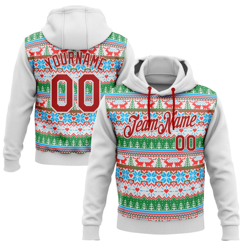 Personalized Name Number Christmas Hoodie, Custom Christmas Pullover Hoodie, Ugly Holiday Sweater Hoodie, Sports Fan Game Day Sweatshirt