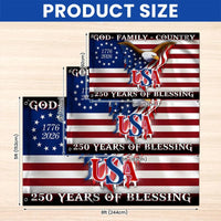 Betsy Ross 250 Years of Blessing Flag | 1776-2026 USA Patriotic House Flag | Double-Sided Polyester | God Family Country Eagle Design