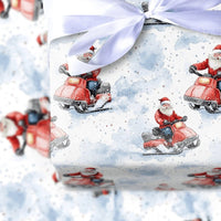 Winter Christmas Wrapping Paper, Santa Snowmobile Wrapping Paper, Whimsical Holiday Gift Wrap Roll, Adventurous Xmas Gift Wrapping Paper