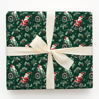Dark Green Christmas Gift Wrap, Wheelchair Santa Claus Wrapping Paper, Inclusive Holiday Wrapping Paper, Pine Holly Xmas Gift Wrap