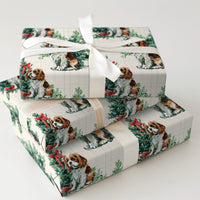 Christmas Tree Dog Gift Wrap, Cavalier King Charles Wrapping Paper, Watercolor Spaniel Wrapping Paper, Holiday Dog Lover Gift Wrapping Paper