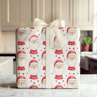 Watercolor Santa Wrapping Paper, Adorable Santa Claus Wrapping Paper, Holiday Snowflake Gift Wrap, Whimsical Christmas Present Wrapping Paper