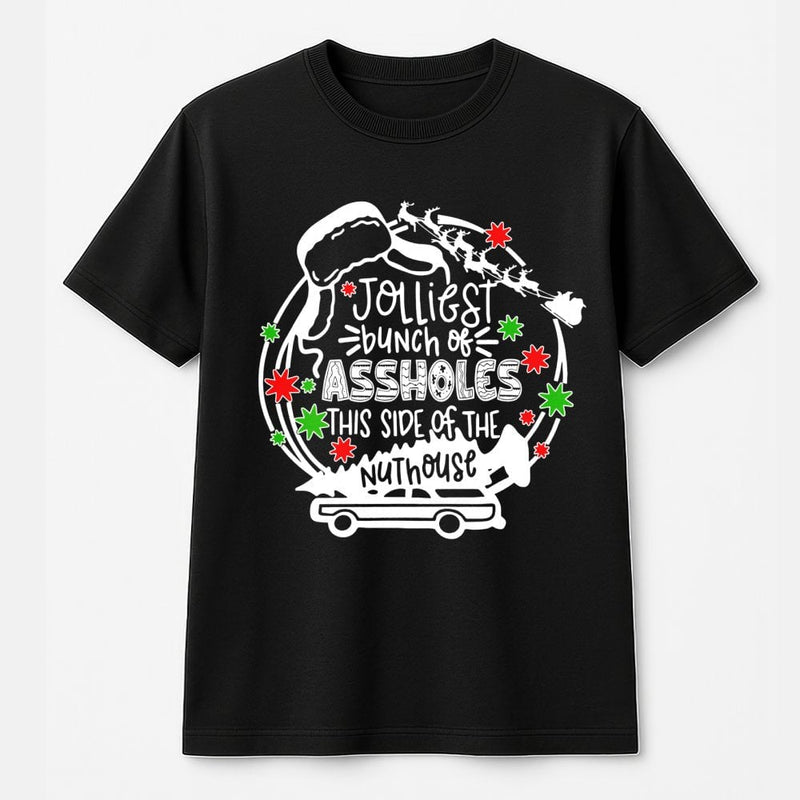 Humorous Christmas Quote Shirt, Jolliest Bunch of Assholes Shirt, Retro Holiday Graphic Tee, Humorous Xmas T-Shirt, Christmas Vacation Fan Present