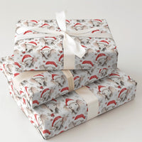 Watercolor Santa Hat Elephant Gift Wrap, Adorable Baby Elephant Wrapping Paper, Christmas Elephant Wrapping Paper, Holiday Animal Present Wrap