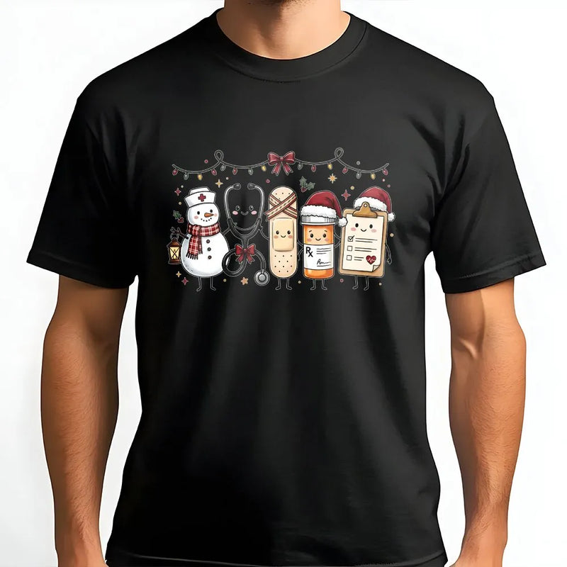 Nurse Christmas Tee, Christmas Nurse Shirt, Adorable Medical Christmas T-Shirt, Snowman Stethoscope Graphic Tee, Nurse Holiday Present