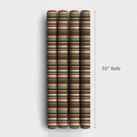 Red Green Cream Gift Wrap, Classic Striped Christmas Wrapping Paper, Vertical Stripe Holiday Wrapping Paper Roll, Traditional Xmas Gift Wrap
