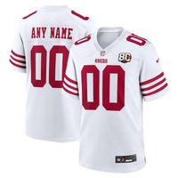 San Francisco 49ers White 80th Anniversary Custom Game Jersey