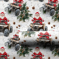 Rustic Off Road Wrapping Paper Roll, Santa Riding ATV Wrapping Paper, Outdoorsy Christmas Gift Wrap, Snow Holiday ATV Wrapping Paper Roll