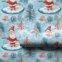 Winter Ice Gift Wrap, Watercolor Paddleboarding Santa Wrapping Paper, Pastel Tree Christmas Gift Wrap, Festive Holiday Wrapping Paper Roll