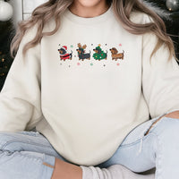 Adorable Wiener Dog Holiday Sweater, Dachshund Christmas Sweatshirt, Retro Doxie Crewneck Pullover, Festive Dog Lover Sweatshirt, Xmas Present