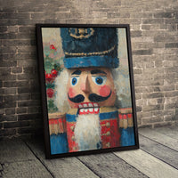 Festive Oil Impasto Nutcracker Canvas Print, Nutcracker Canvas Wall Art, Holiday Nutcracker Canvas Decor, Vintage Christmas Art Present
