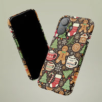 Adorable Holiday Cookie Pattern Phone Case, Christmas Gingerbread iPhone Case, Matte Winter Protective Cover, Festive Xmas Present