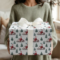 Santa Claus Snowmobile Gift Wrap, Santa Snowmobile Christmas Wrapping Paper, Winter Adventure Holiday Wrapping Paper, Xmas Gift Wrap
