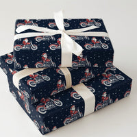 Motorcycle Santa Claus Gift Wrap, Biker Santa Wrapping Paper, Chopper Santa Holiday Paper, Biker Christmas Wrapping Paper, Biker Gift Wrap