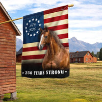 Patriotic Horse Garden Flag | 250 Years Strong Betsy Ross Design | Double-Sided Weather-Resistant Polyester | USA Independence Decor