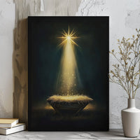 Star of Bethlehem Canvas Print, Nativity Manger Canvas Wall Art, Holy Light Religious Christmas Canvas, Christian Home Wall Decor Present
