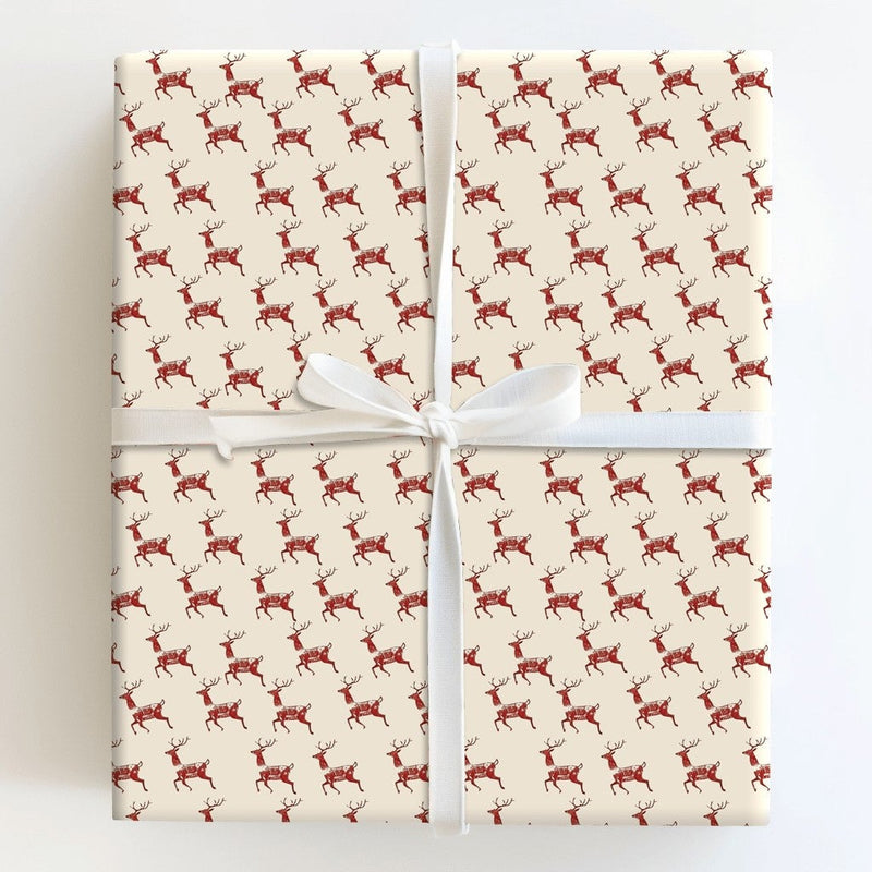 Humorous Meat Cuts Holiday Gift Wrap, Reindeer Butcher Diagram Wrapping Paper, Chef Foodie Christmas Wrapping Paper, Hunter Gift Wrap Roll
