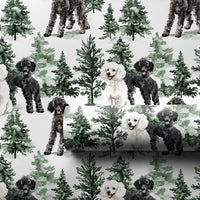 Winter Forest Dog Gift Wrap, Poodle Christmas Wrapping Paper, Watercolor Poodle Holiday Wrapping Paper, Xmas Dog Lover Wrapping Paper Roll