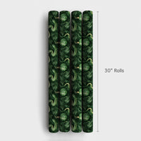 Gothic Forest Green Serpent Gift Wrap, Snake Christmas Wrapping Paper, Alternative Holiday Wrapping Paper, Emerald Pine Present Wrap