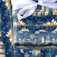 Opera House Skyline Gift Wrap, Sydney Christmas Wrapping Paper, Australian Harbour Bridge Wrapping Paper, Navy Blue Holiday Gift Wrap Roll