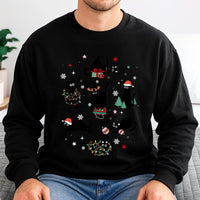 Adorable Kittens Holiday Crewneck, Christmas Cat Peek-a-Boo Sweatshirt, Festive Humorous Pet Pattern Sweater, Cat Lover Xmas Pullover