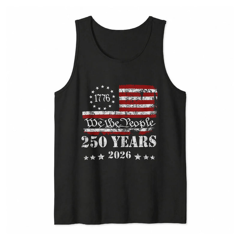 We The People US 250 Years Tank Top | Distressed American Flag 1776 2026 Graphic | Soft Lightweight Breathable Premium Fabric | Patriotic Gift for Men & Women