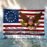 Betsy Ross 250 Years Flag | We The People Bald Eagle Shield | UV-Resistant Polyester Grommet Flag | Patriotic Americana Home Decor
