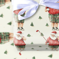 Humorous Christmas Golf Gift Wrap, Golfing Santa Wrapping Paper, Golfer Holiday Wrapping Paper, Plaid Shorts Santa Christmas Paper Roll