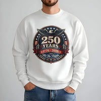 250 Years America Sweatshirt | 1776-2026 Eagle Badge Design | Soft Cotton Polyester Blend | Gift for Patriotic Americans