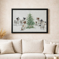 Vintage Dog Canvas Print, Jack Russell Terrier Christmas Canvas Art, Holiday Pet Canvas Wall Art, Festive Puppy Wall Decor, Dog Lover Present