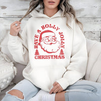 Retro Santa Graphic Holiday Sweatshirt, Holly Jolly Christmas Hoodie, Comfy Winter Season Hooded Pullover, Christmas Santa Hoodie