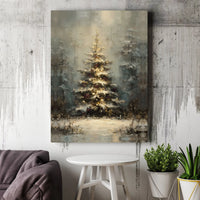 Snowy Forest Winter Print, Christmas Tree Canvas Wall Art, Digital Download Printable Art, Festive Holiday Decor Present