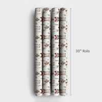 Santa Hat Reindeer Gift Wrap, Watercolor Reindeer Wrapping Paper, Festive Reindeer Christmas Paper Roll, Holiday Gift Wrapping Paper