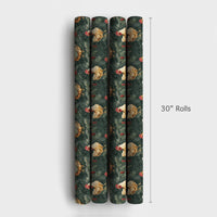 Farmhouse Watercolor Gift Wrap, Christmas Chicken Wrapping Paper, Rustic Country Pine Wrapping Paper, Winter Holiday Present Wrap Roll