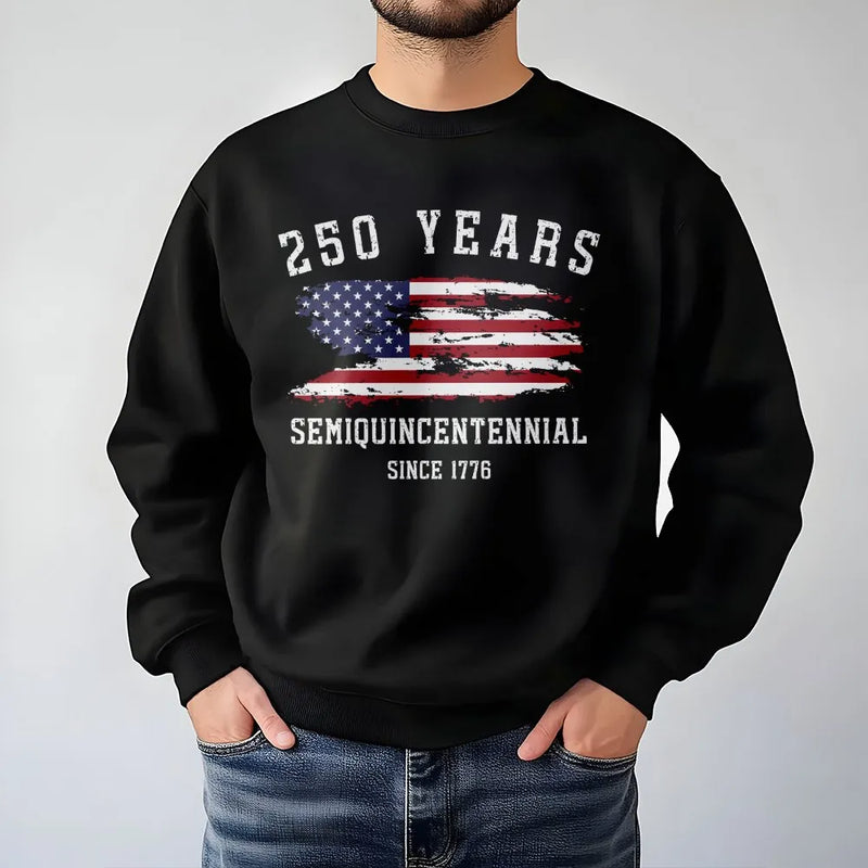 USA 250 Years Semiquincentennial Sweatshirt | Distressed American Flag Graphic | Premium Cotton Blend | Patriotic 4th of July Apparel Gift