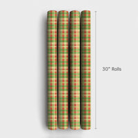 Red and Green Checkered Gift Wrap, Christmas Plaid Wrapping Paper, Festive Holiday Gift Wrapping Paper, Tartan Winter Present Wrap Roll
