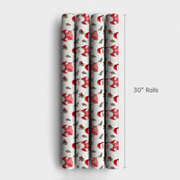 Festive Holly Pine Gift Wrap, Watercolor Santa Wrapping Paper, Christmas Santa Wrapping Paper, Holiday Workshop Apron Santa Present Paper