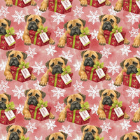 Festive Dog Holiday Gift Wrap, Bullmastiff Christmas Wrapping Paper, Adorable Pup Xmas Present Paper, Dog Breed Lover Gift Wrapping Paper