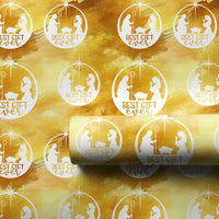 Gold Holy Family Christmas Gift Wrap, Best Present Ever Nativity Wrapping Paper, Religious Star of Bethlehem Present Wrap, Christian Gift Wrap